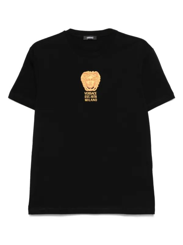 【20%off可】VERSACE ブラック メデューサロゴ Tシャツ 半袖 メドゥーサ ロゴ Tシャツ ブラック | VERSACE JP