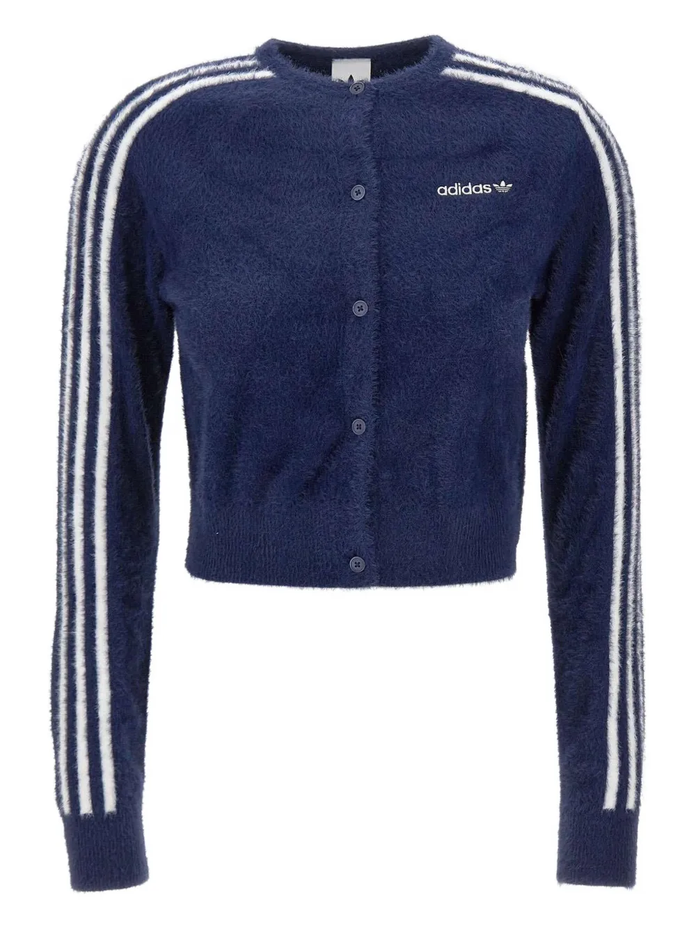 three-stripe fluffy cardigan
