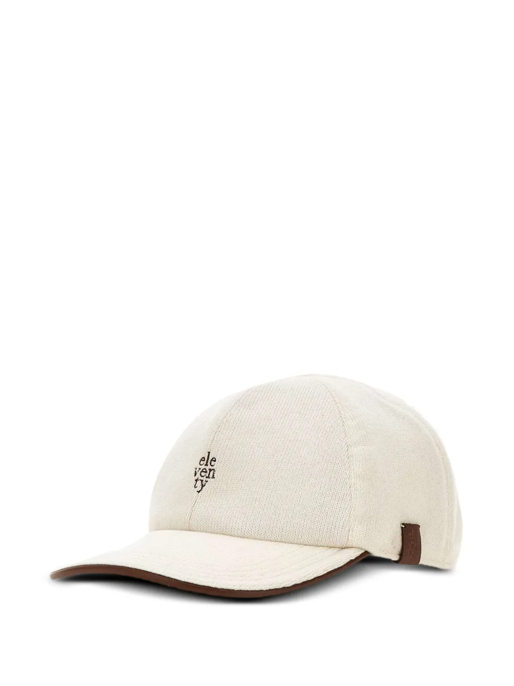 Eleventy embroidered-logo cashmere baseball cap Beige