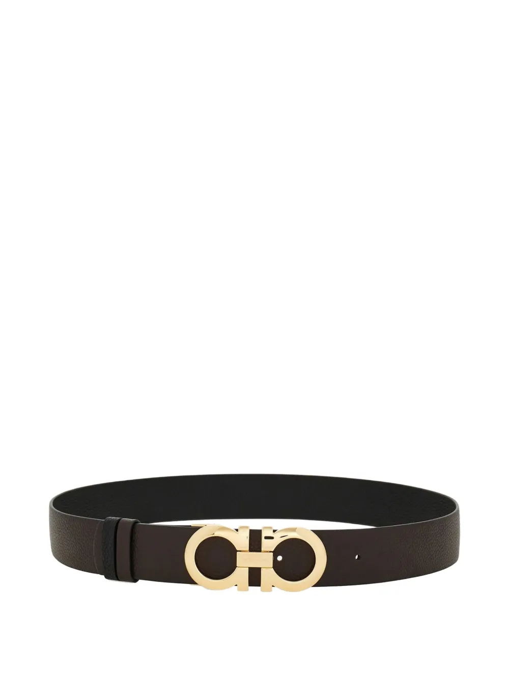 Ferragamo Gancini-buckle leather belt Zwart