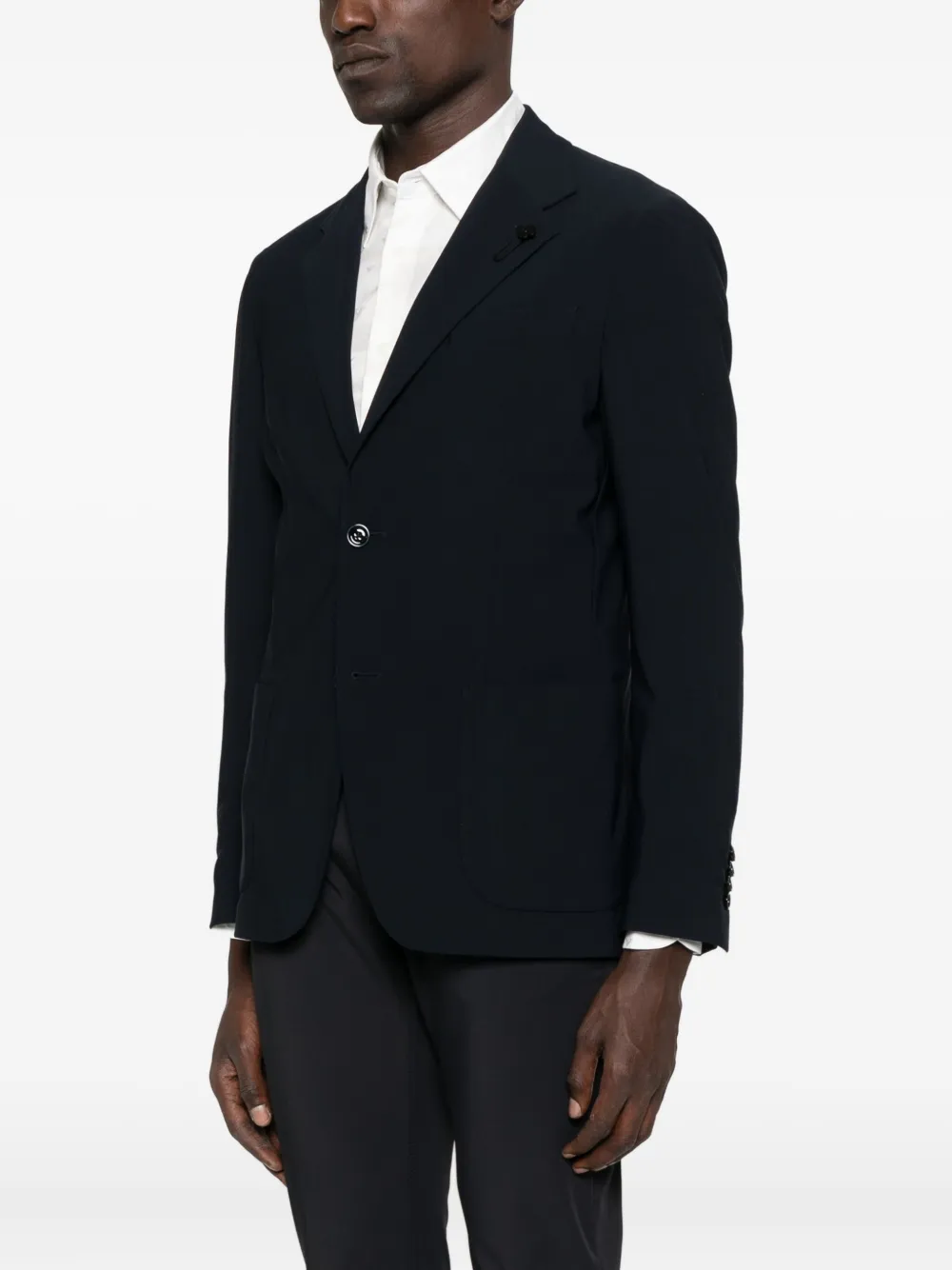 Lardini Single-breasted Logo Detailed Jacket In Black
