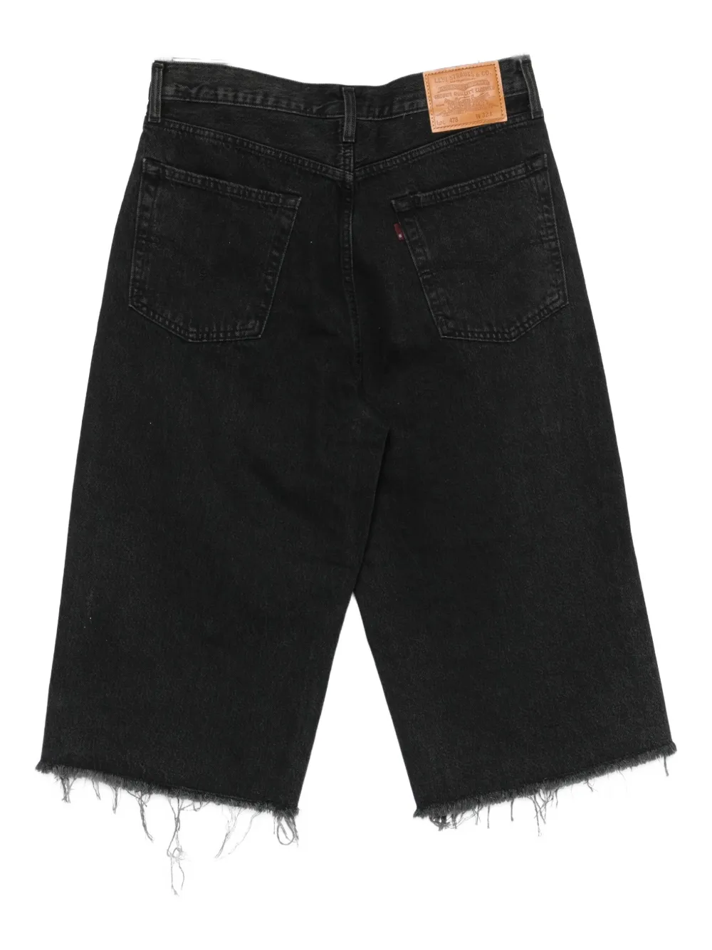 Levi's 478™ Baggy Capri Frayed-hem Denim Shorts In Black