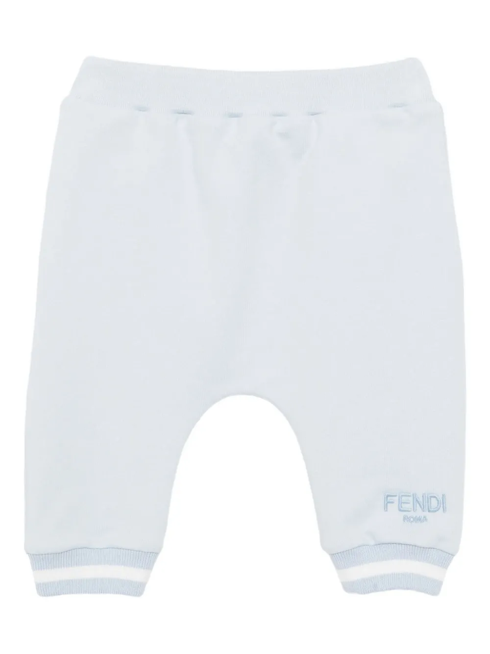 Fendi Kids Katoenen broek met geborduurde afwerking Blauw