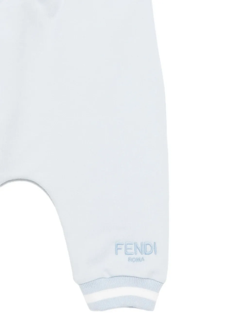 Fendi Kids Katoenen broek met geborduurde afwerking Blauw