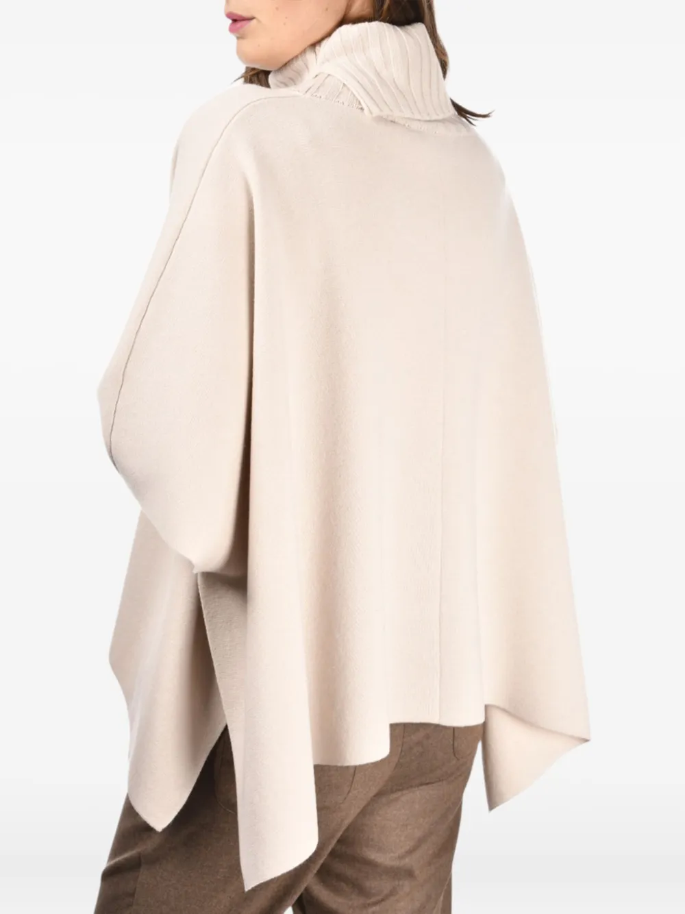 Gran Sasso Roll-neck Poncho In Neutral