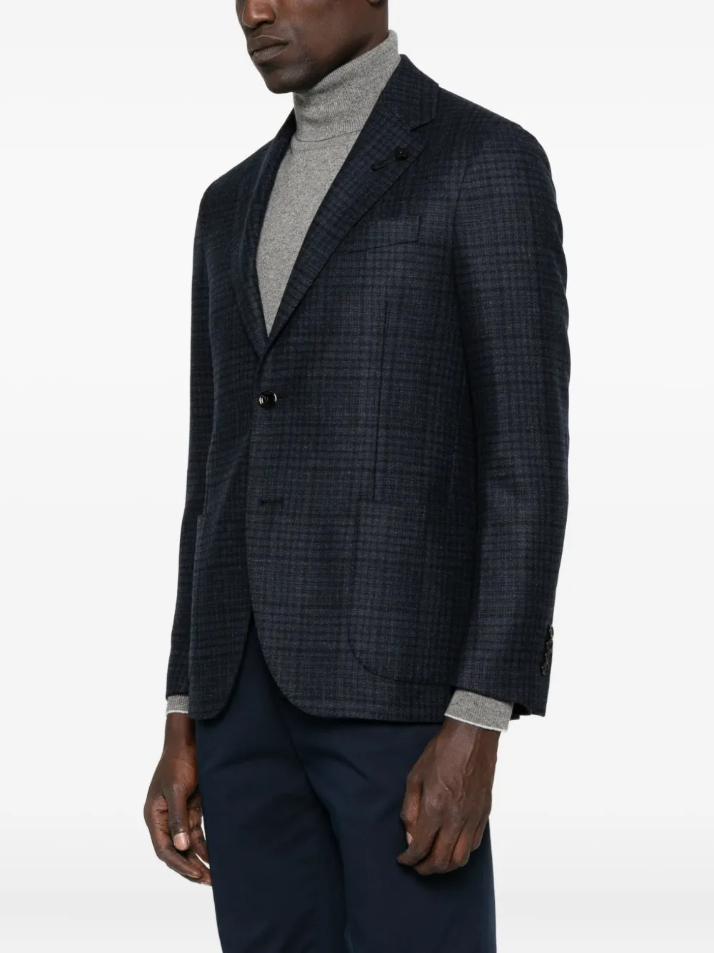 Lardini Geruite blazer met opgestikte zak Blauw