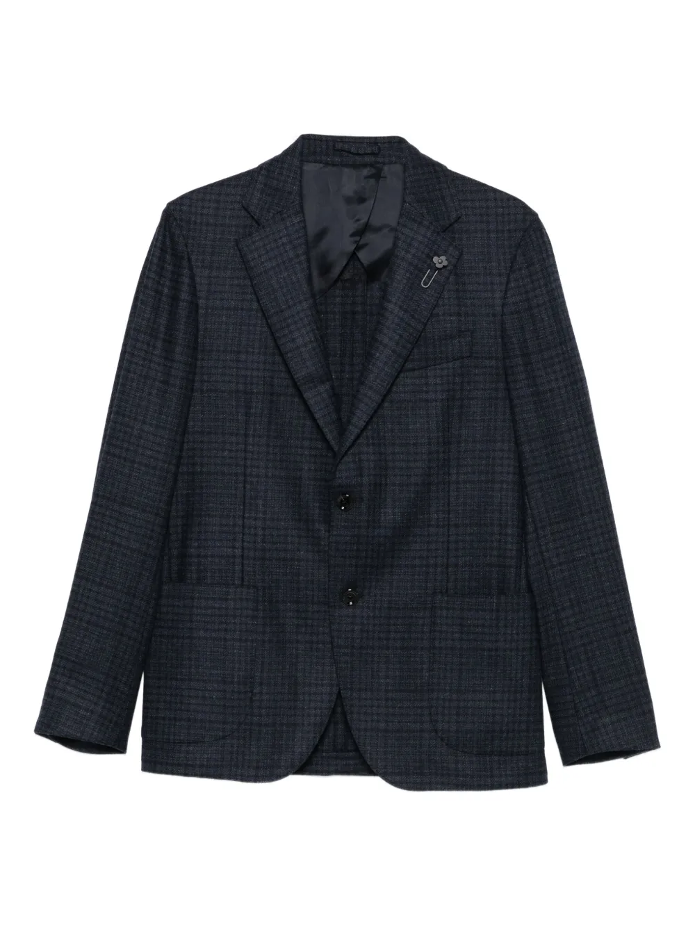 Lardini チェック パッチポケット ジャケット - ブルー Lardini チェック パッチポケット ジャケット - ブルー