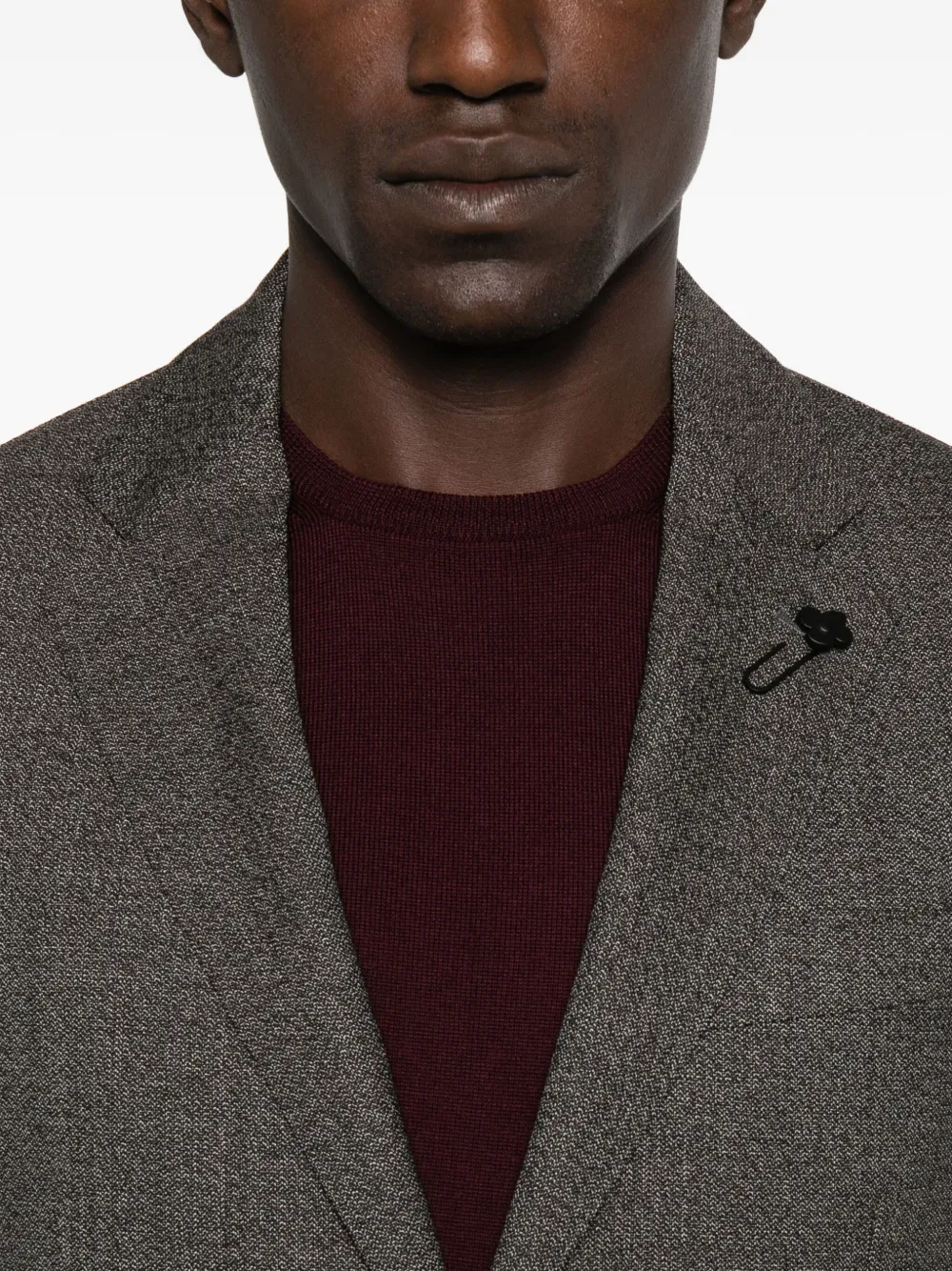 Lardini Wollen pak met visgraatpatroon Bruin