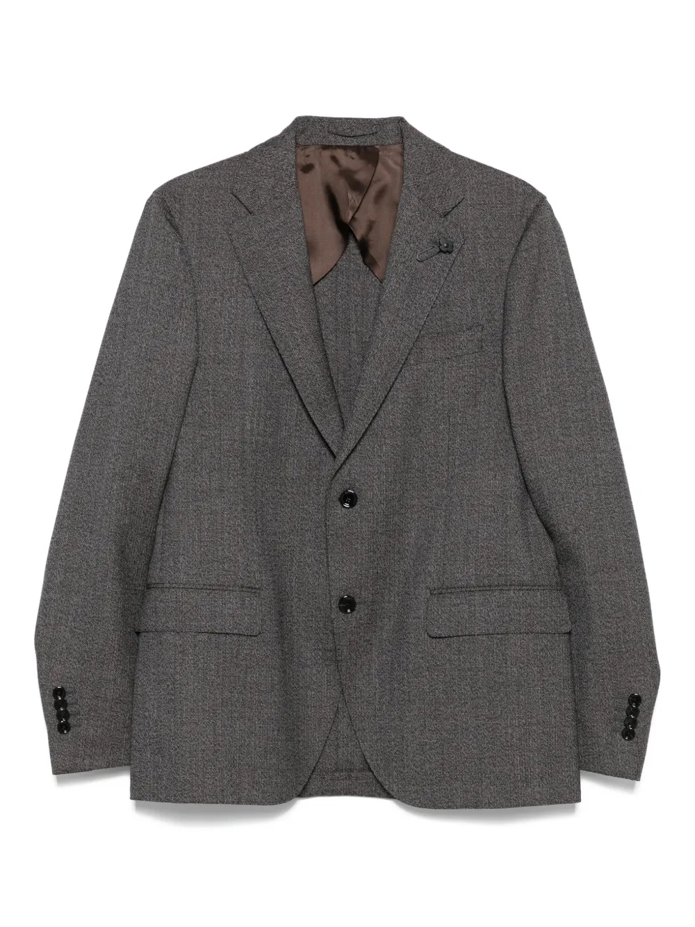 Lardini Wollen pak met visgraatpatroon Bruin