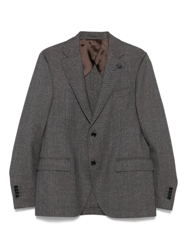 Lardini Herringbone Wool Suit in Brown