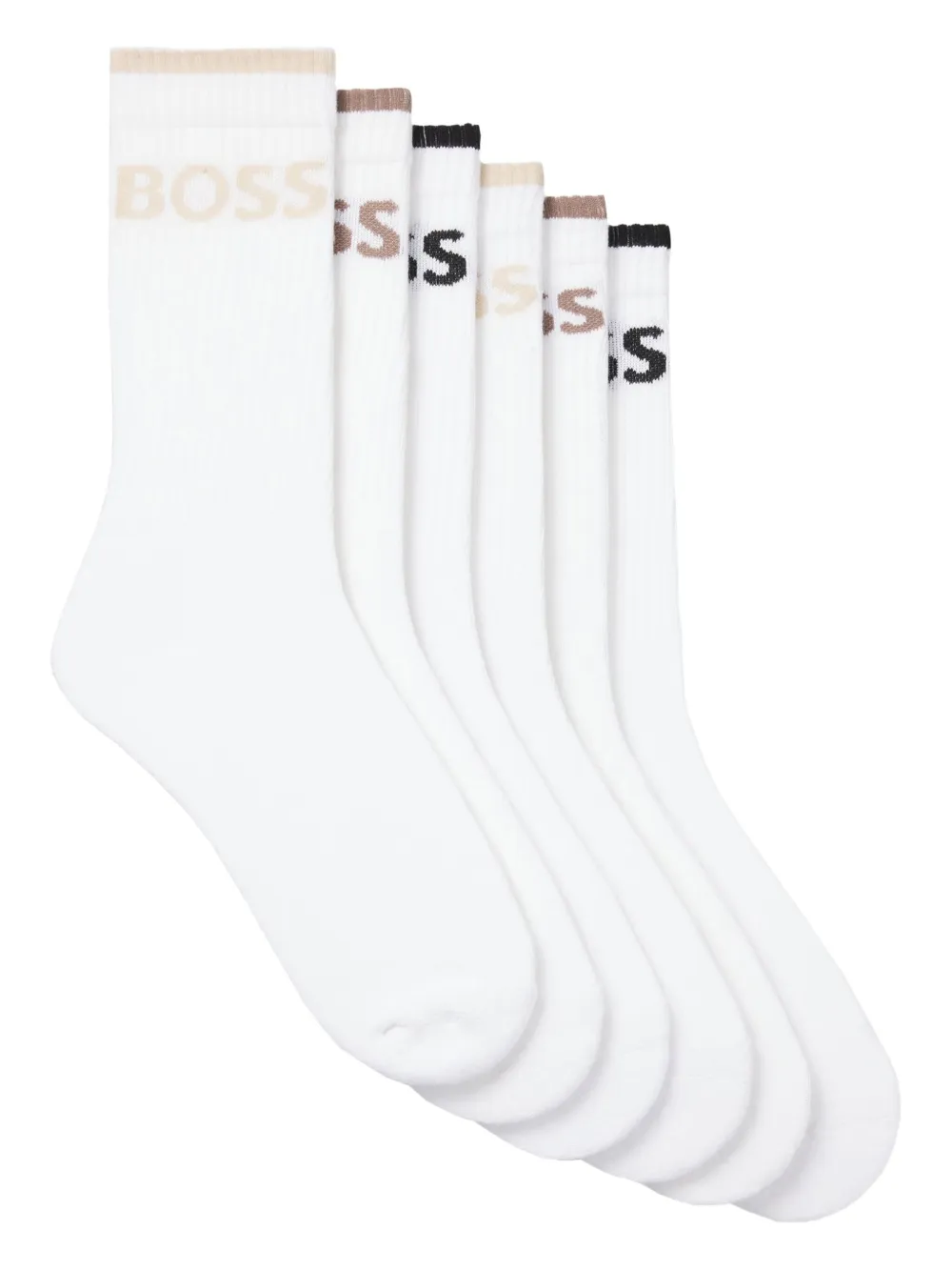 BOSS logo-detail socks (pack of six) - ホワイト BOSS logo-detail socks (pack of six) - ホワイト