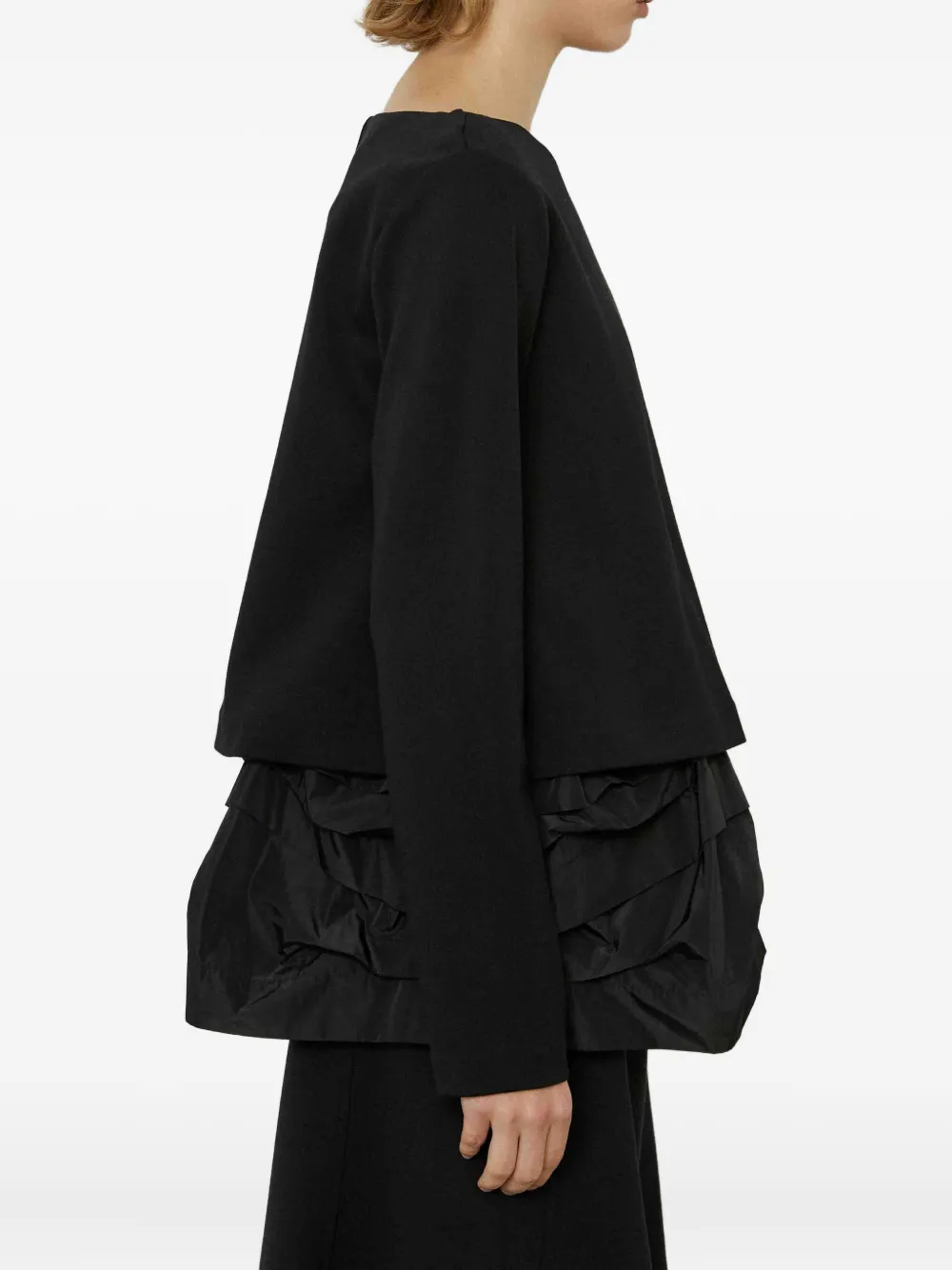 Meimeij Layered Ruffled Top In Black