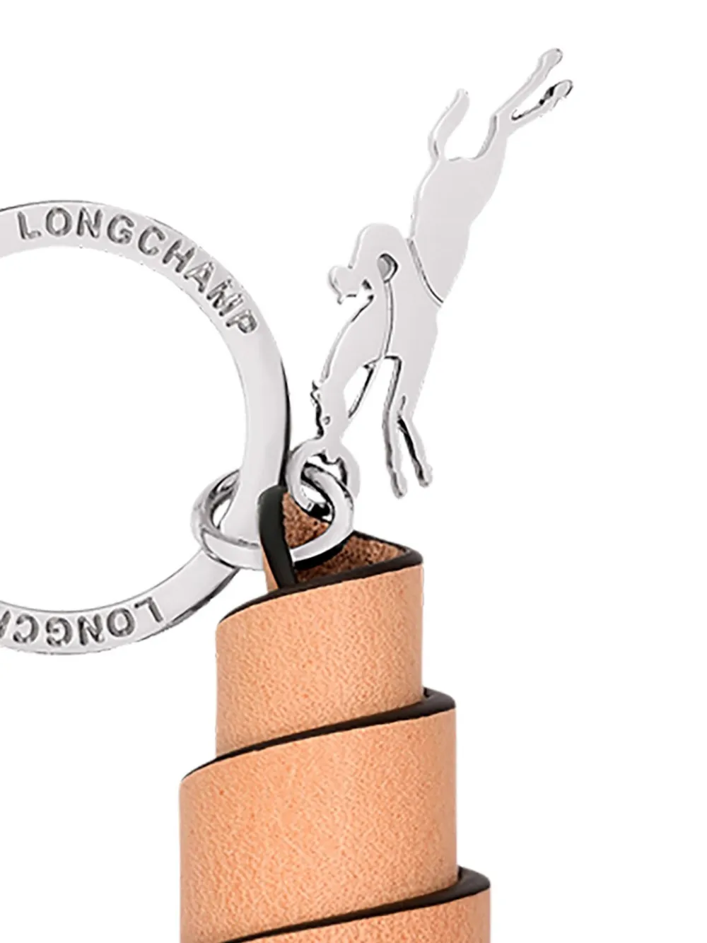 Longchamp spiral-leather keyring Bruin