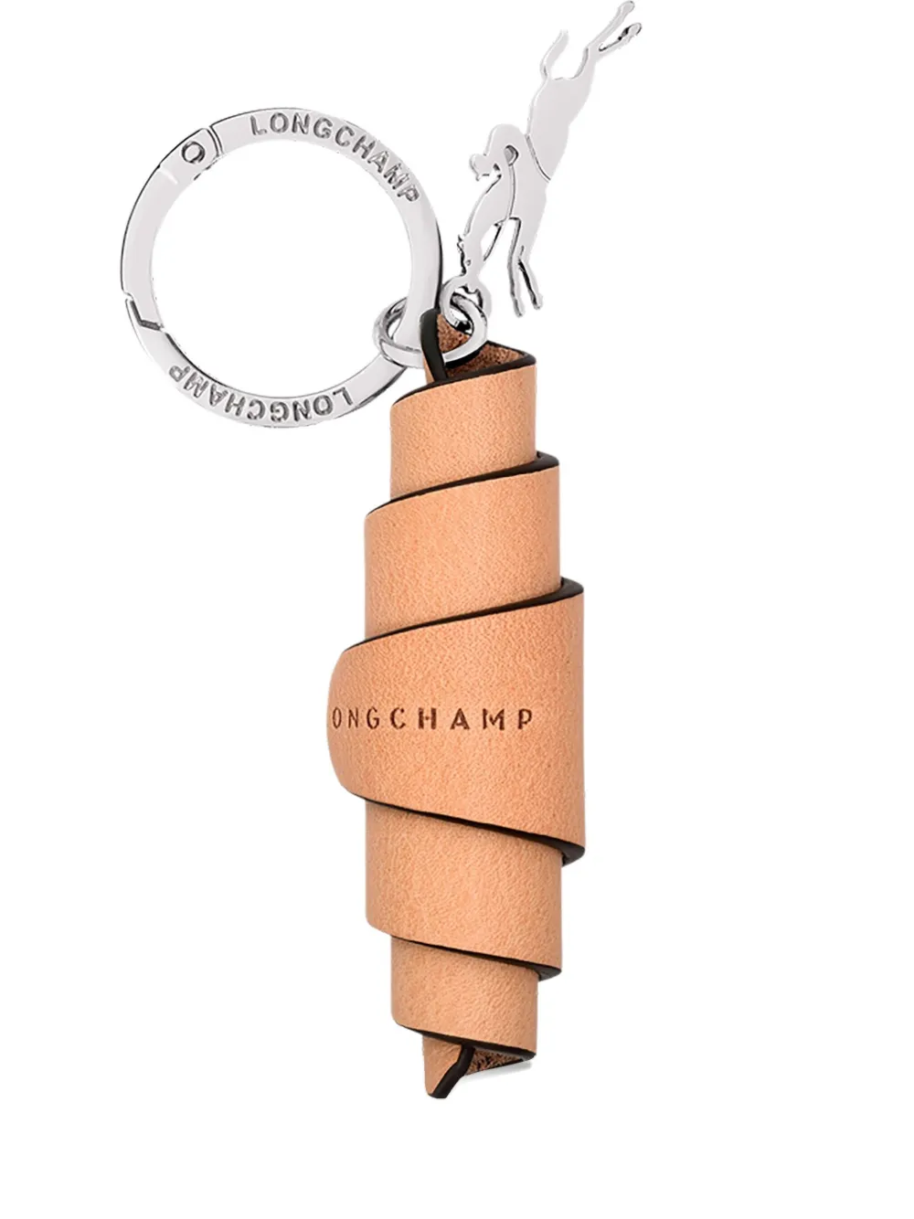 Longchamp spiral-leather keyring Bruin