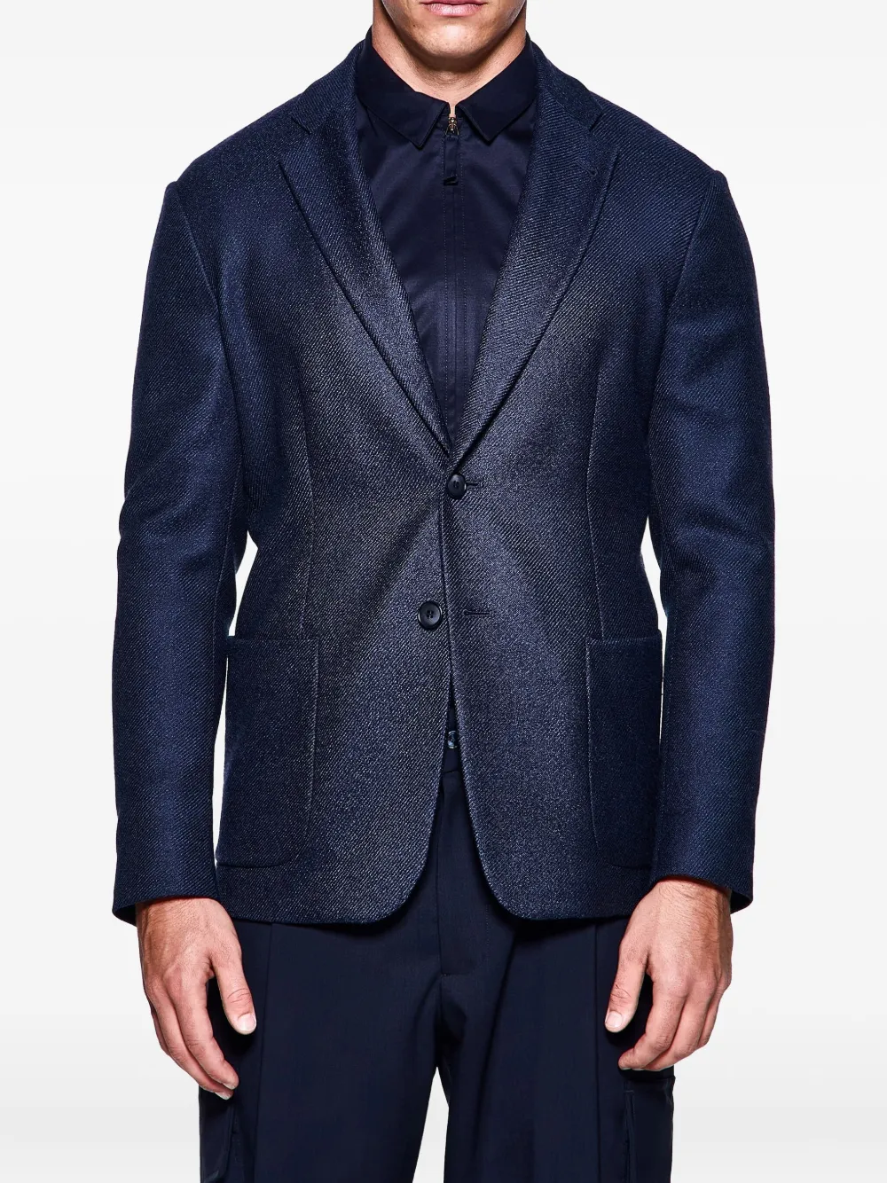 Giorgio Armani Wollen blazer met enkele rij knopen Blauw