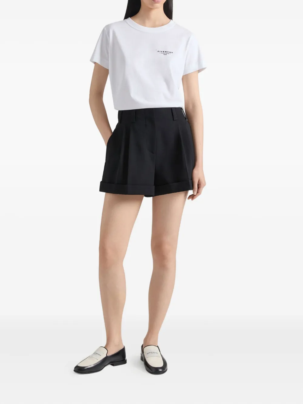 Givenchy pleated cuffed shorts - Zwart