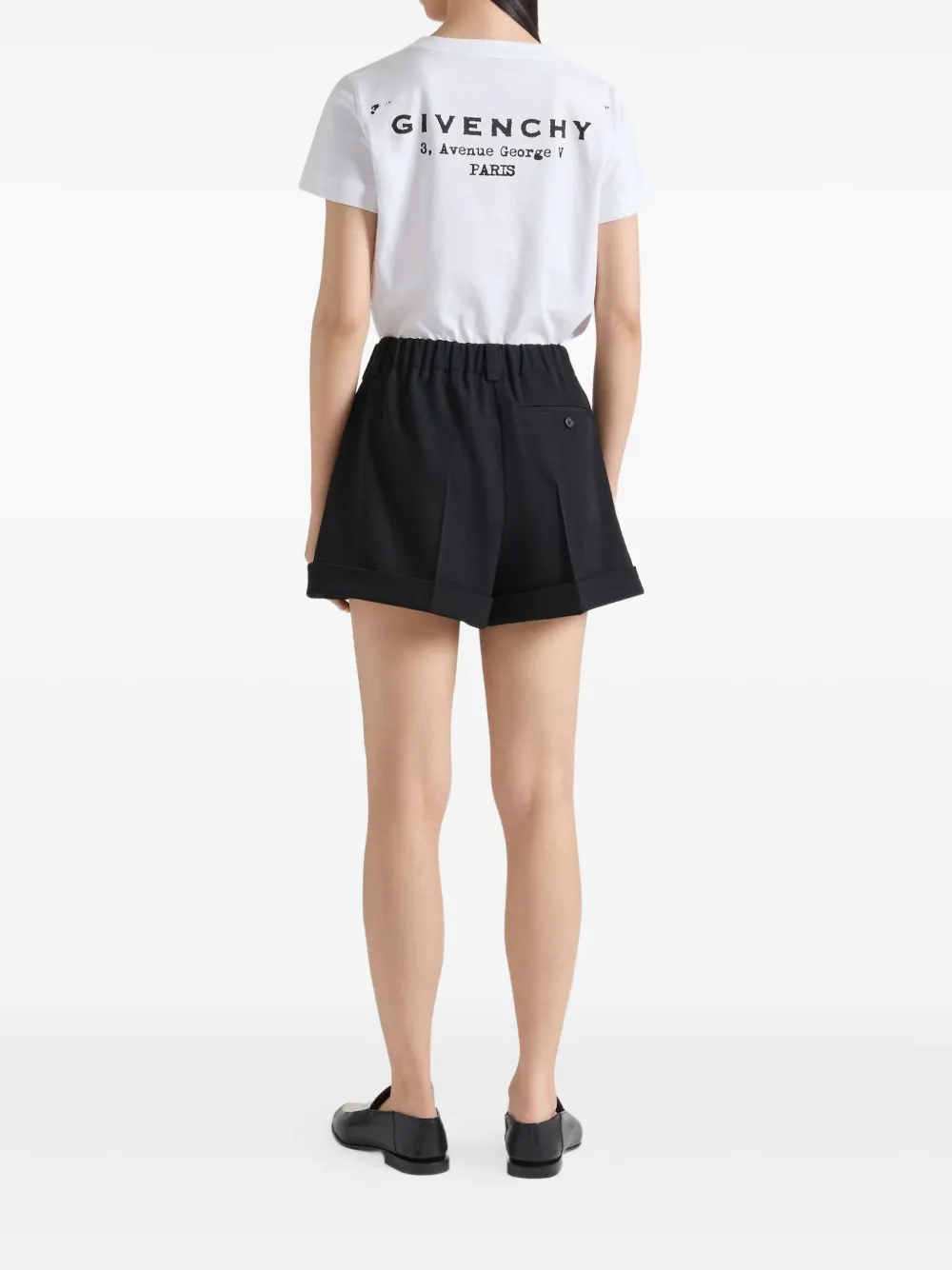 Givenchy Geplooide shorts met cuffs Zwart