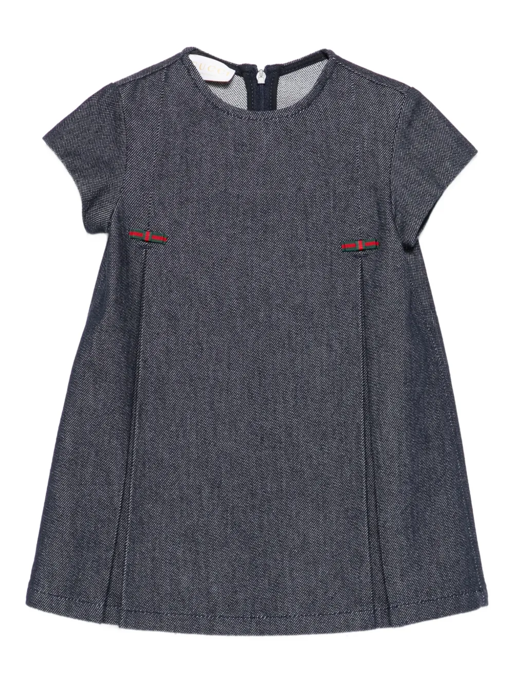 Gucci Kids pleated denim dress Blauw