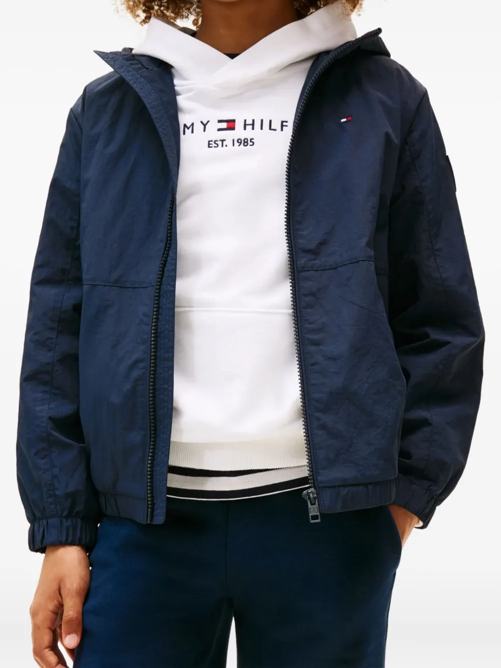 Tommy Hilfiger Junior Logo-patch Jacket In Blue