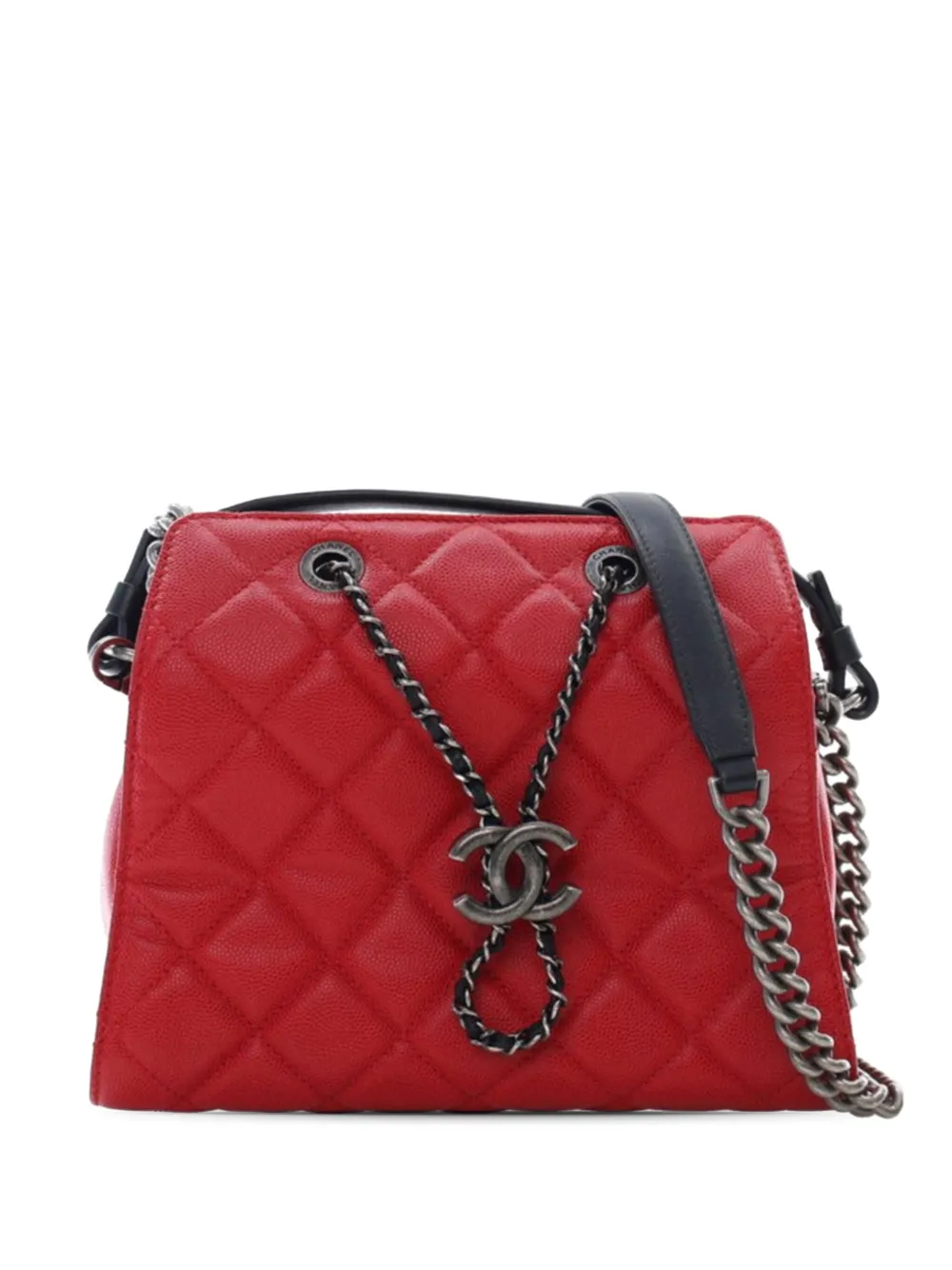 CHANEL Pre-Owned 2016-2017 Small CC Bicolor Quilted Caviar Bucket Bag CHANEL Pre-Owned 2016-2017 Small CC Bicolor Quilted Caviar Bucket Bag