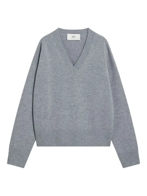 AMI Paris logo-embroidered V-neck sweater 