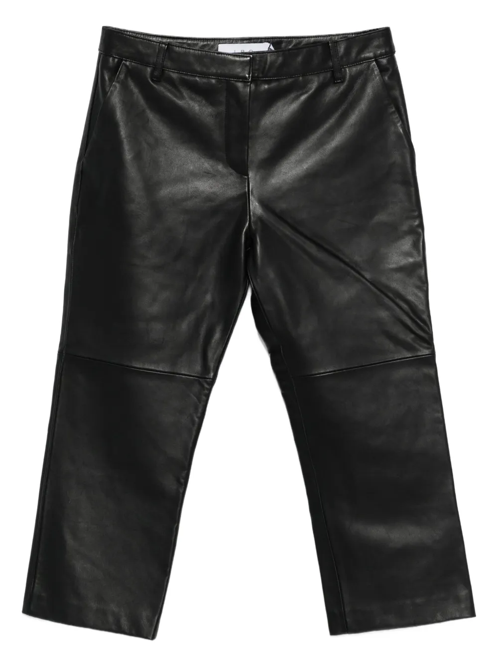 IRO Leren broek met vlakken Zwart