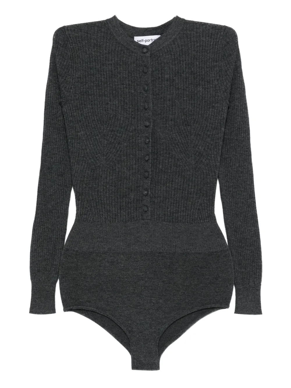 Self-Portrait ribbed-knit bodysuit Grijs