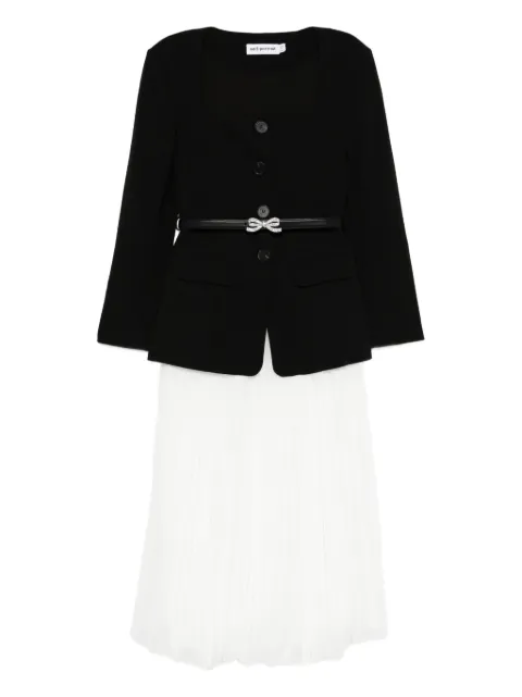Self-Portrait pleated-panel bow-detail midi dress