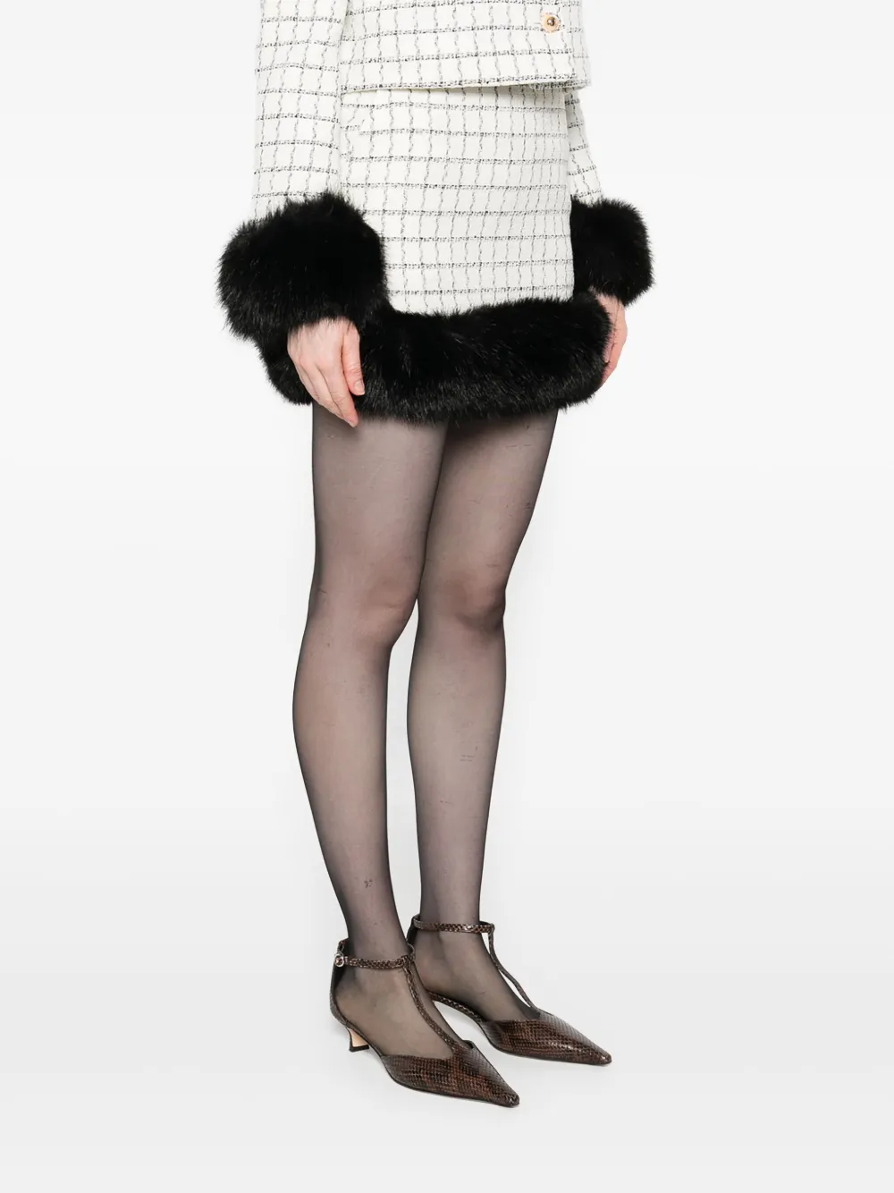 Self-portrait Trimmed Mini Skirt In Multi