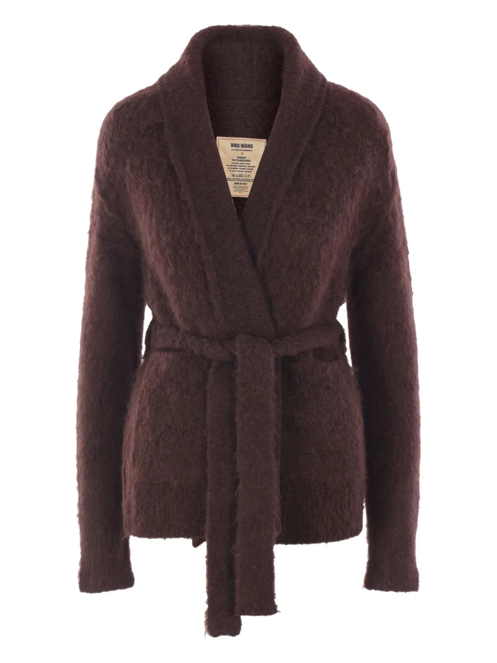Uma Wang belted shawl-collar cardigan Bruin