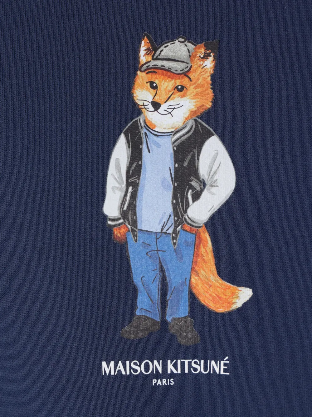 Maison Kitsuné fox-print cotton hoodie Blauw