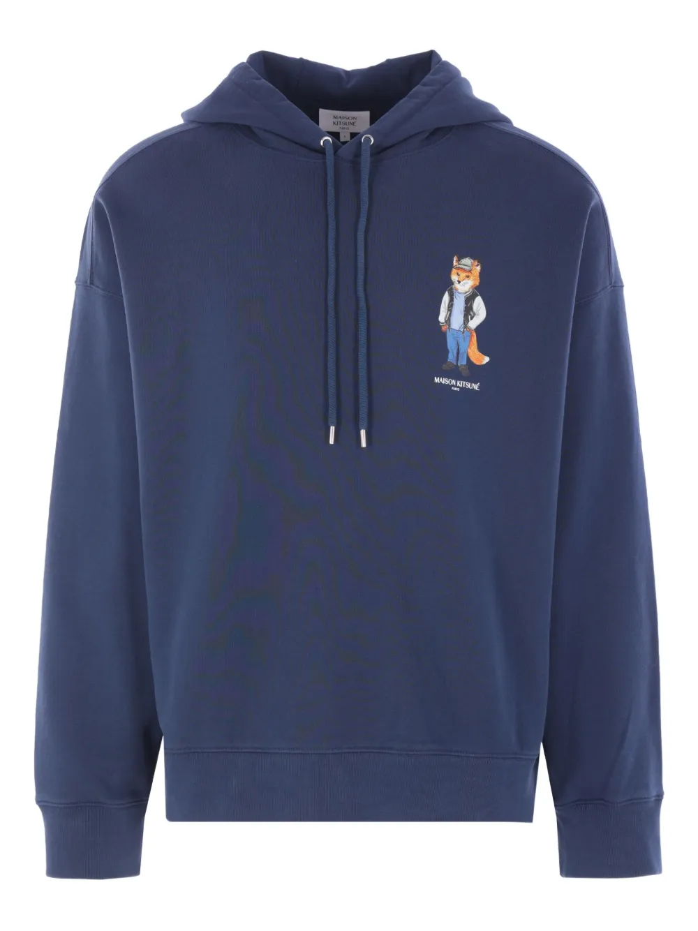 Maison Kitsuné fox-print cotton hoodie Blauw