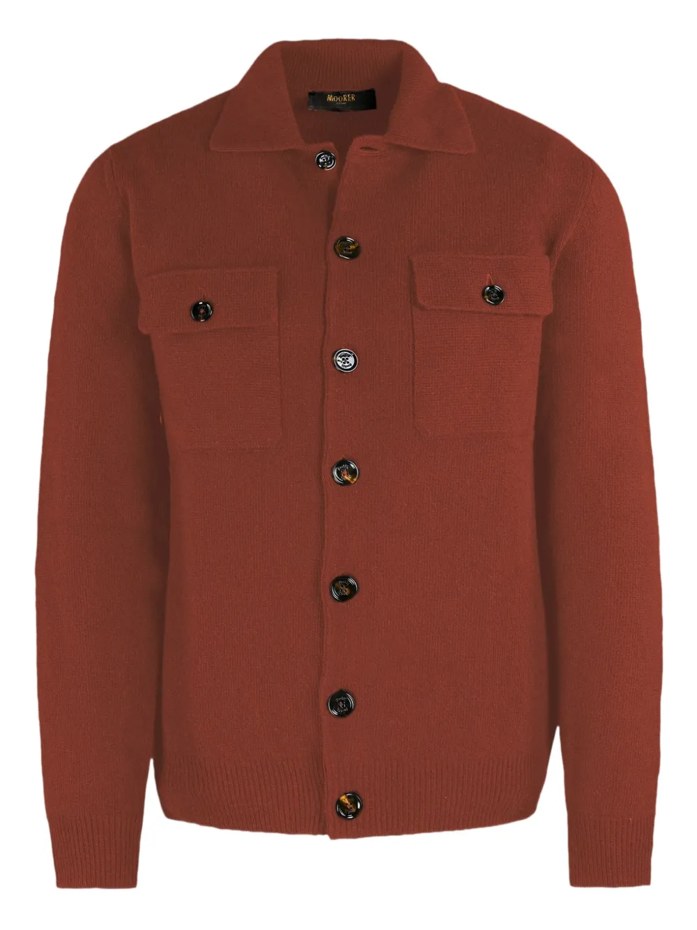 Moorer button-up knitted shirt Rood