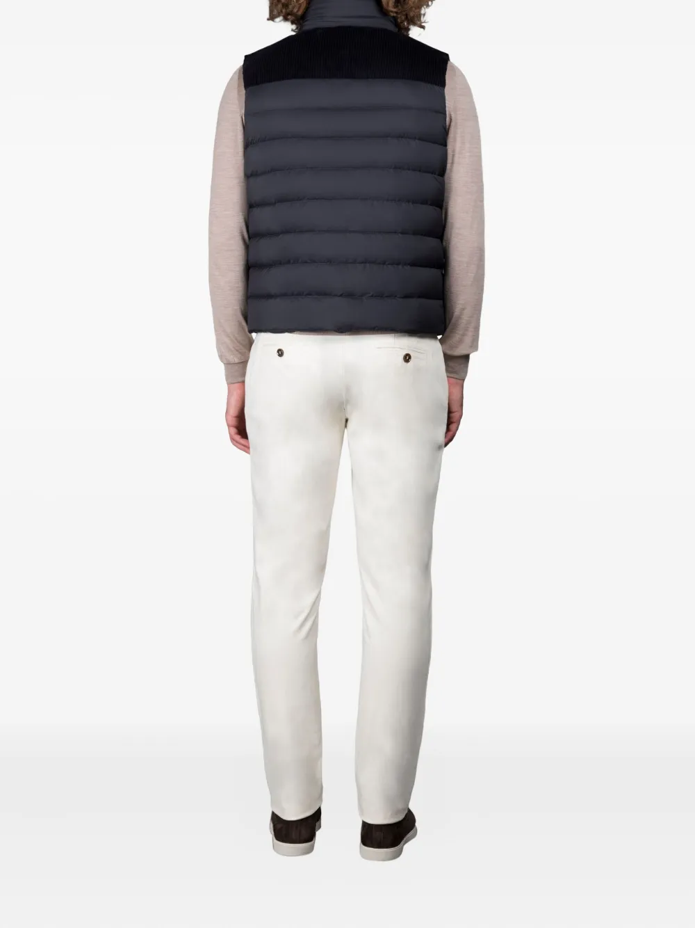 Moorer Bodywarmer met ribfluwelen vlak Grijs