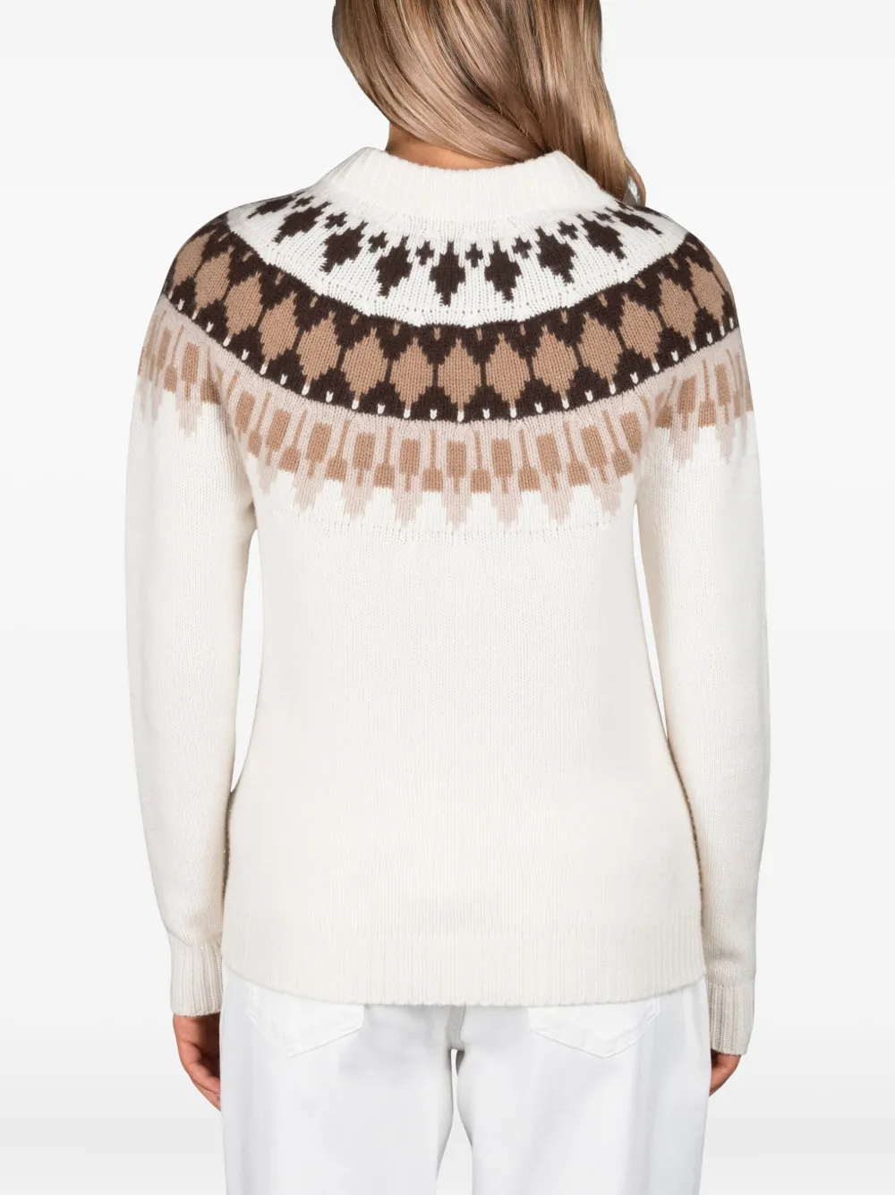 Moorer Fair Isle gebreide trui met ronde hals Beige