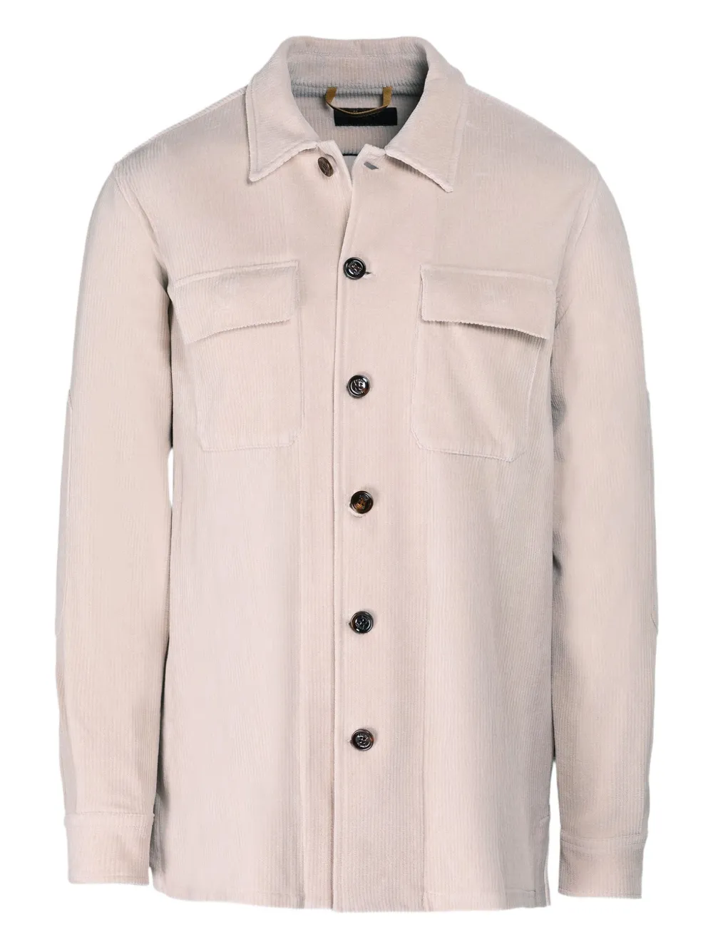 Moorer Nowel-U08 corduroy patch-pocket overshirt Beige