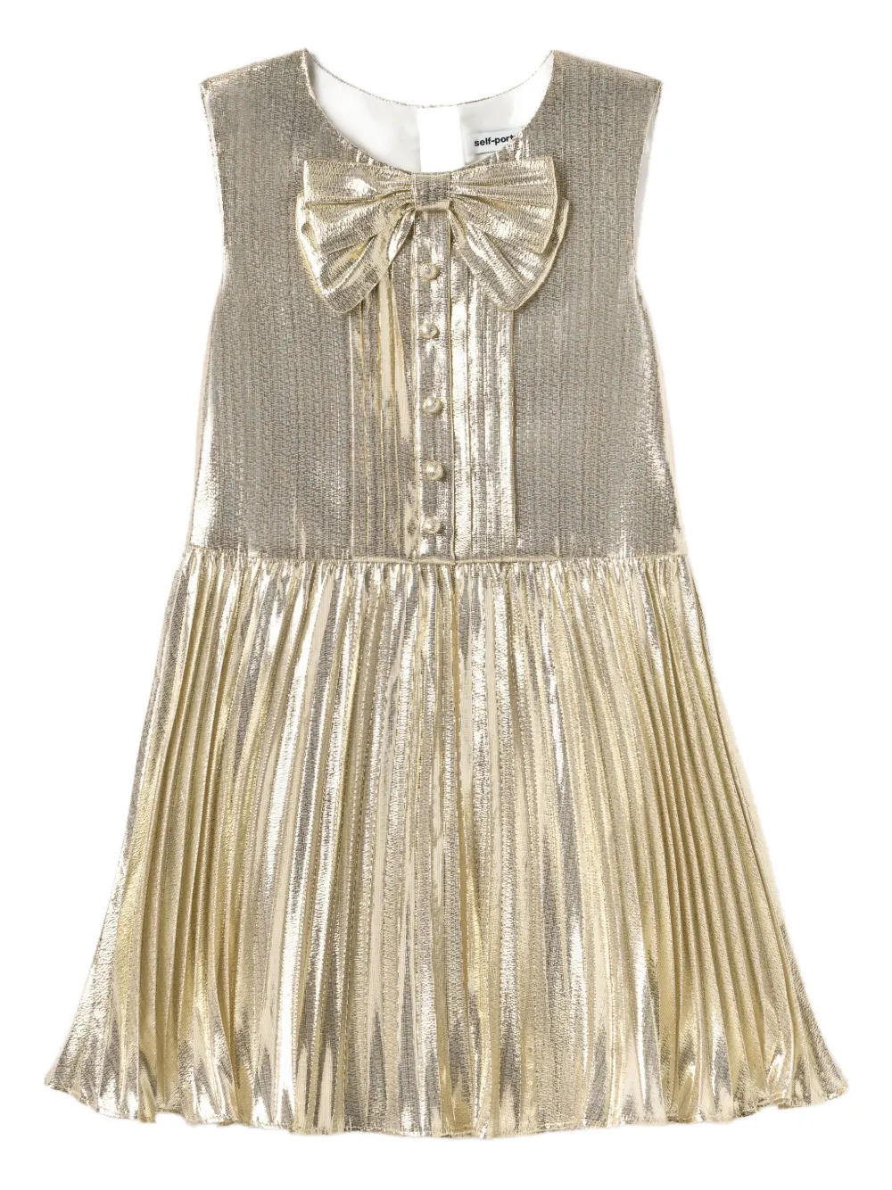 Self-Portrait Kids sleeveless bow-pleated dress Goud
