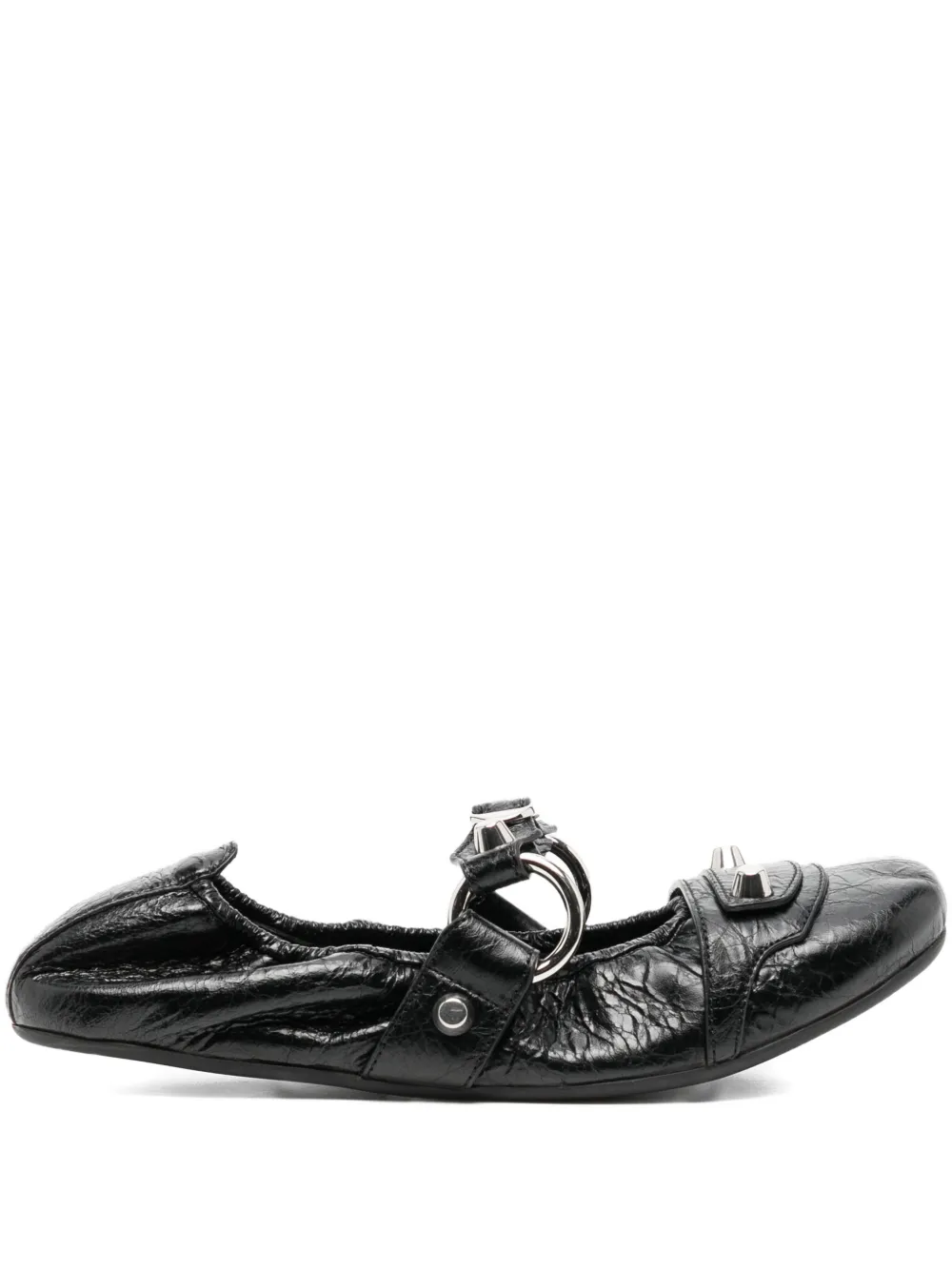 Balenciaga Leather Ballerina Shoes In Black