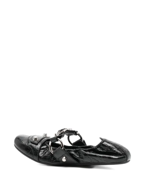 Balenciaga Leather Ballerina Shoes | Black | FARFETCH