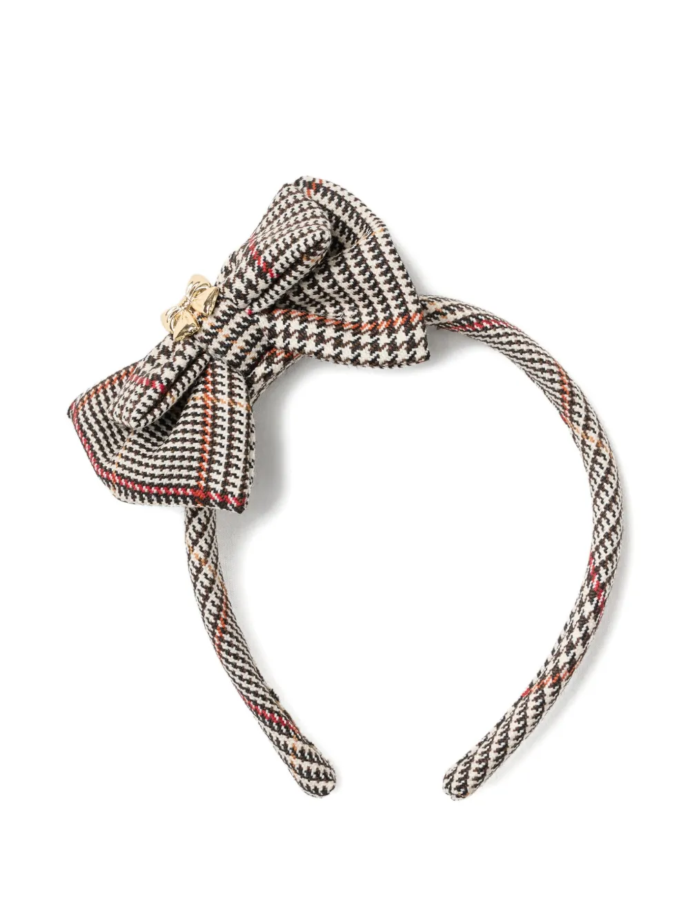 Self-Portrait Kids bow-embellished checked headband Bruin