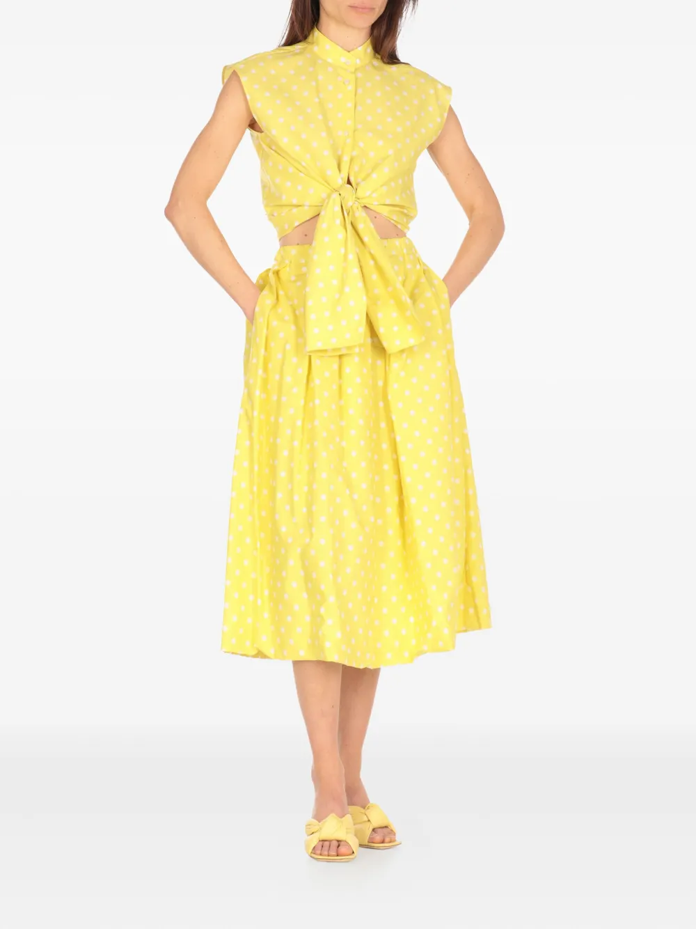 Fabiana Filippi polka-dot tie-front shirt - Geel