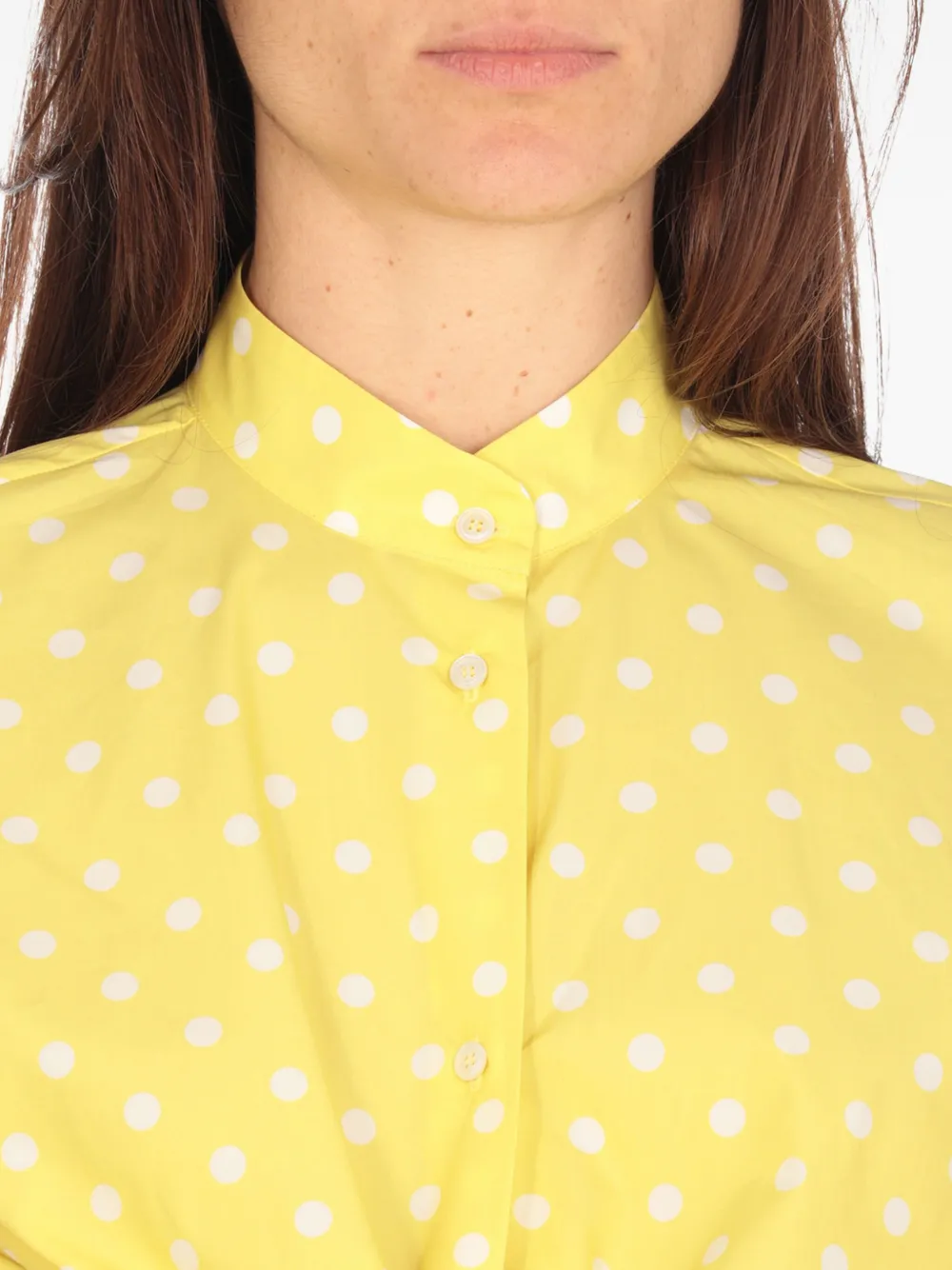 Fabiana Filippi Blouse met stippen en gestrikte voorkant Geel