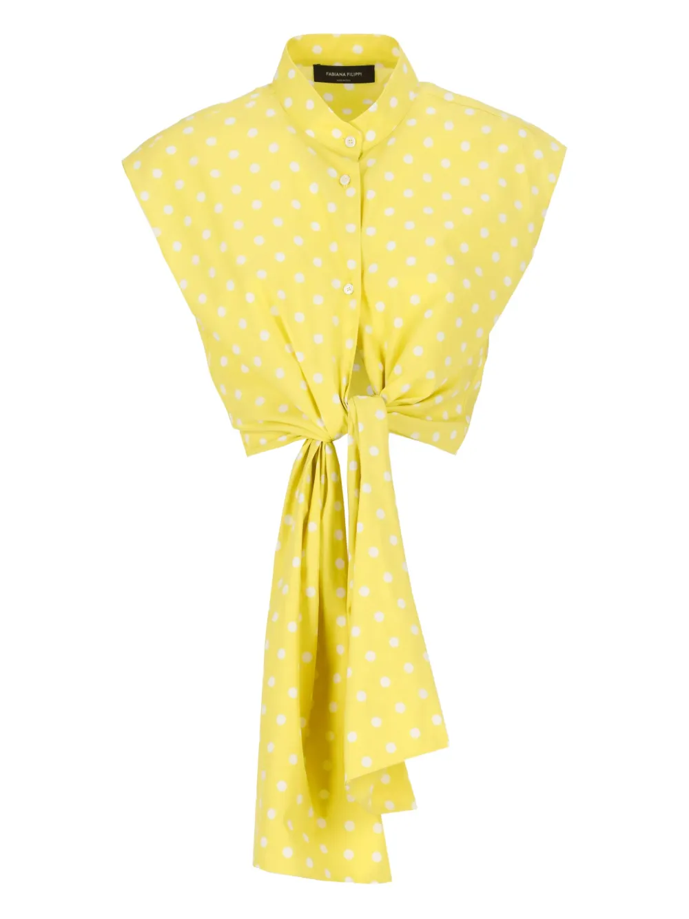 Fabiana Filippi Blouse met stippen en gestrikte voorkant Geel