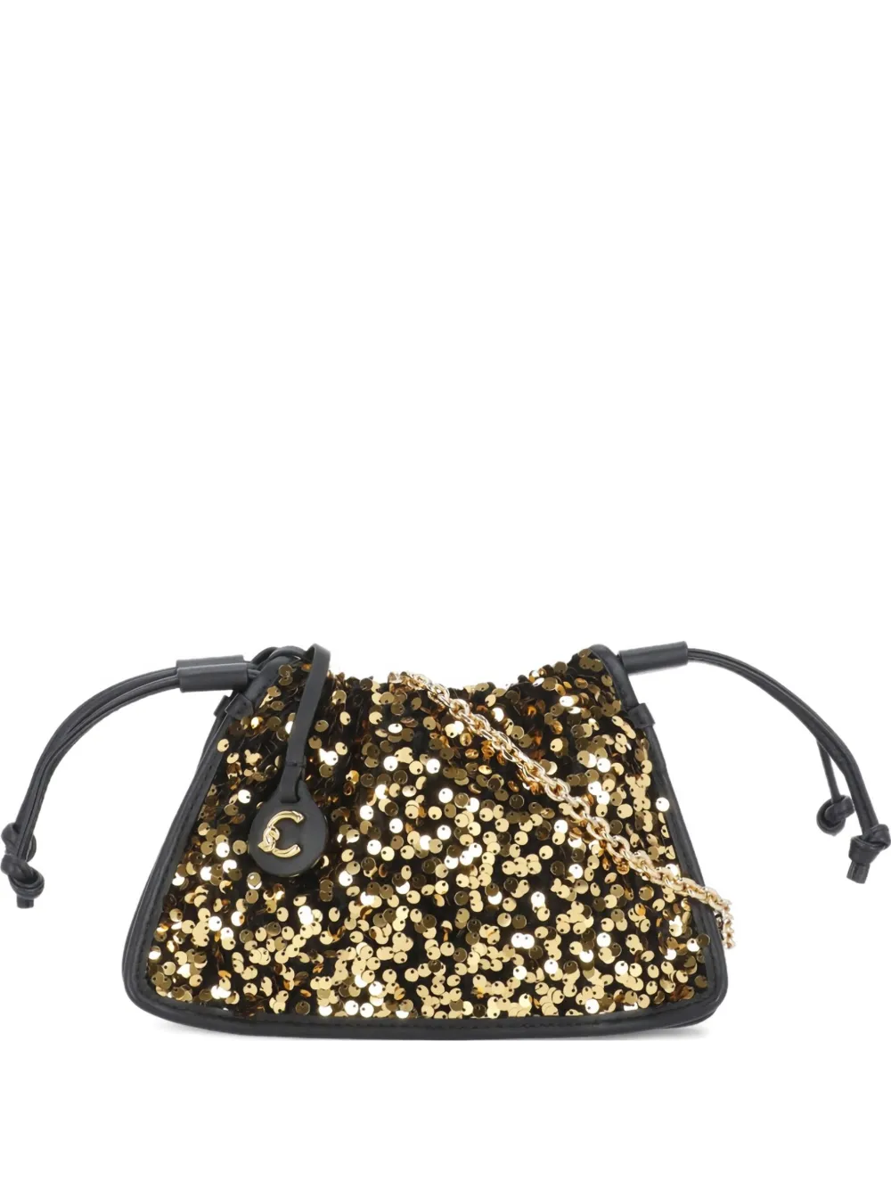 sequin-embellished drawstring cross body bag