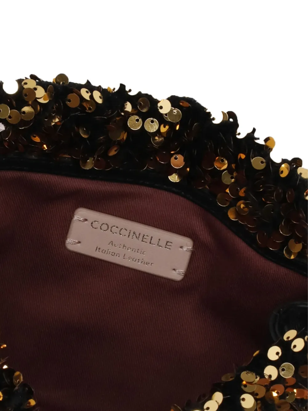 Coccinelle Sequin-embellished Drawstring Cross Body Bag In Black