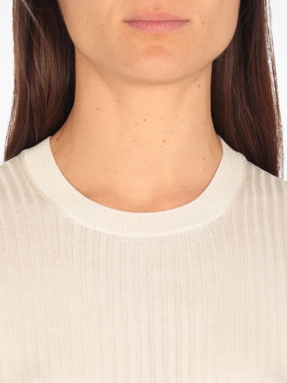 Jil Sander Geribbeld T-shirt met ronde hals Grijs