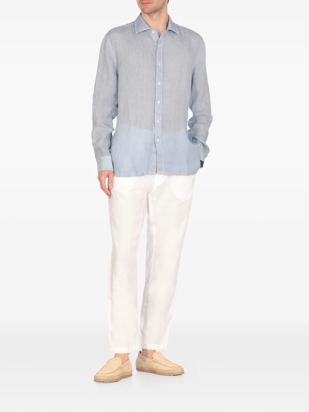 120% Lino drawstring linen trousers - Wit
