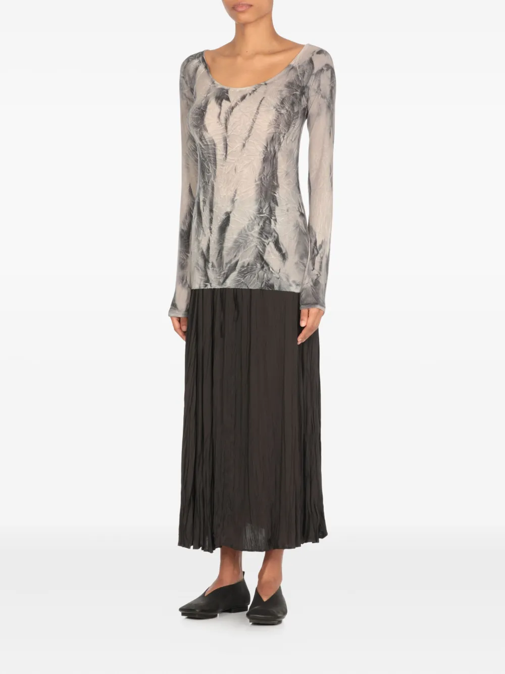 Avant Toi Trui met tie-dye print en boothals Grijs