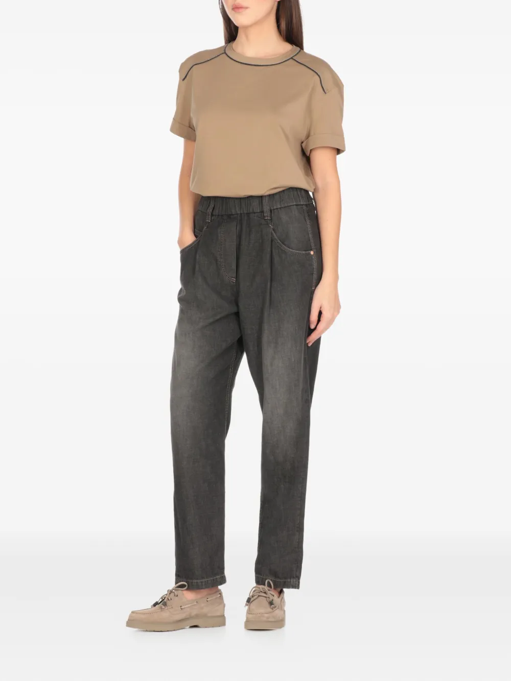 Brunello Cucinelli short-sleeve crewneck top Beige