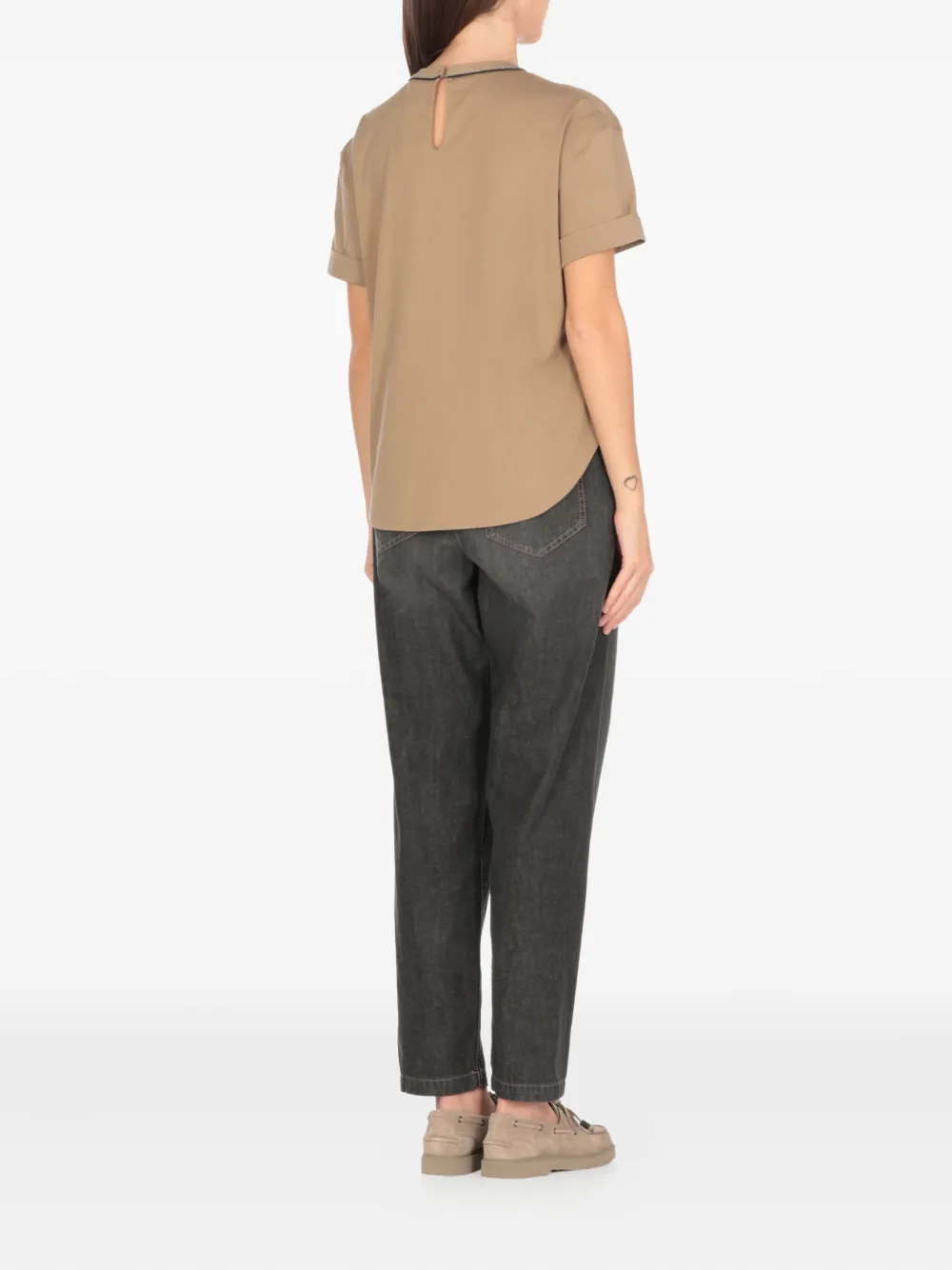 Brunello Cucinelli short-sleeve crewneck top Beige